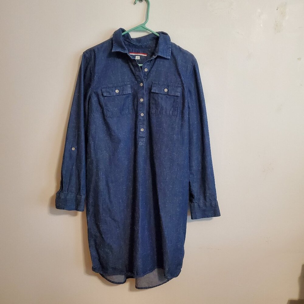 Tommy Hilfiger‎ Long-Sleeve Collard Denim Shirtdress Western9 Rodeo Midi Large